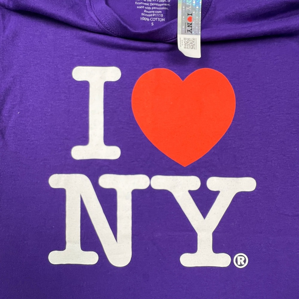 I Love NY Graphic T-Shirt Unisex Small Purple Cotton Souvenir New York City Tee